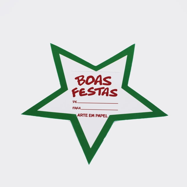 Impresso em formato de estrela que deseja boas festas de Natal.